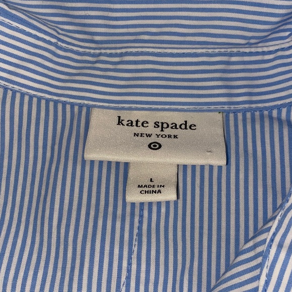 KATE SPADE New York x Target Ribbon Short Sleeve Midi Shirtdress in blue stripe. - Picture 6 of 8